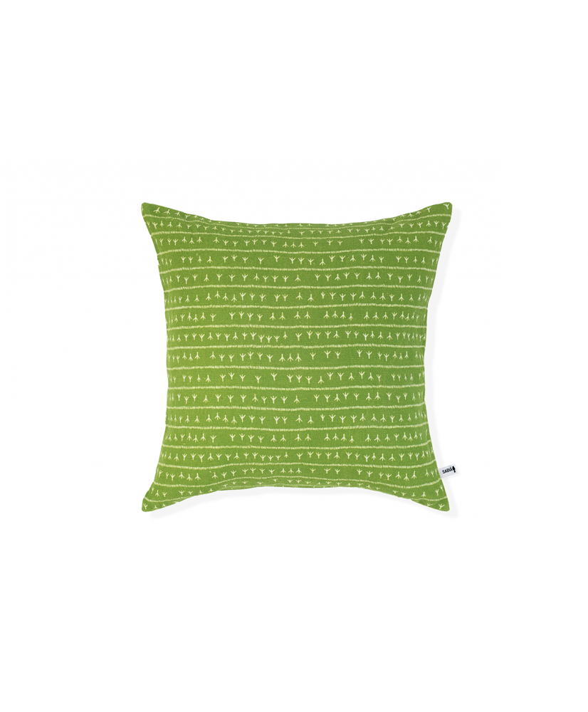 Housse de coussin lin 45×45 – Motif ARRASTA PÉ couleur vert ABACATE