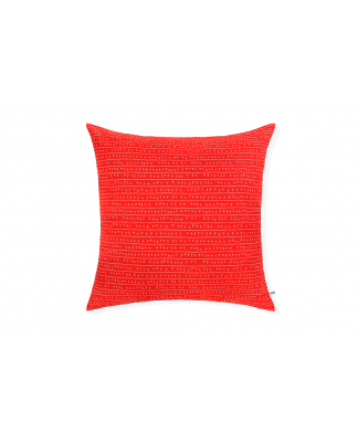 Housse de coussin lin 80×80 – Motif ARRASTA PÉ couleur rouge TERRA