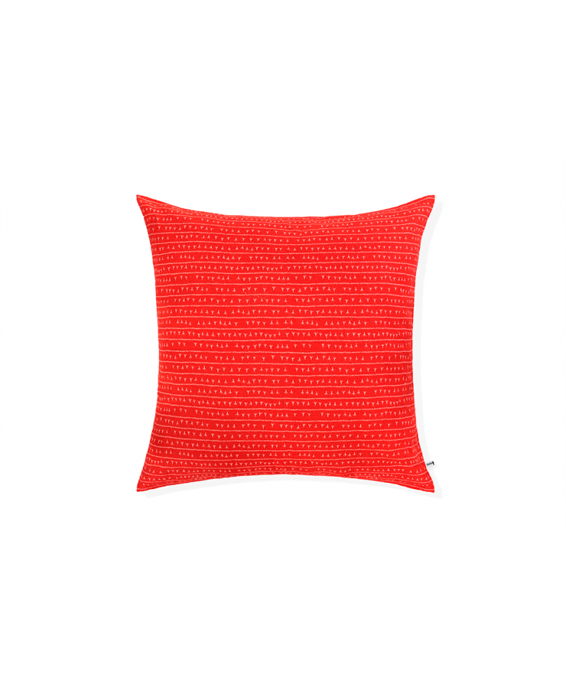 Housse de coussin lin 80×80 – Motif ARRASTA PÉ couleur rouge TERRA