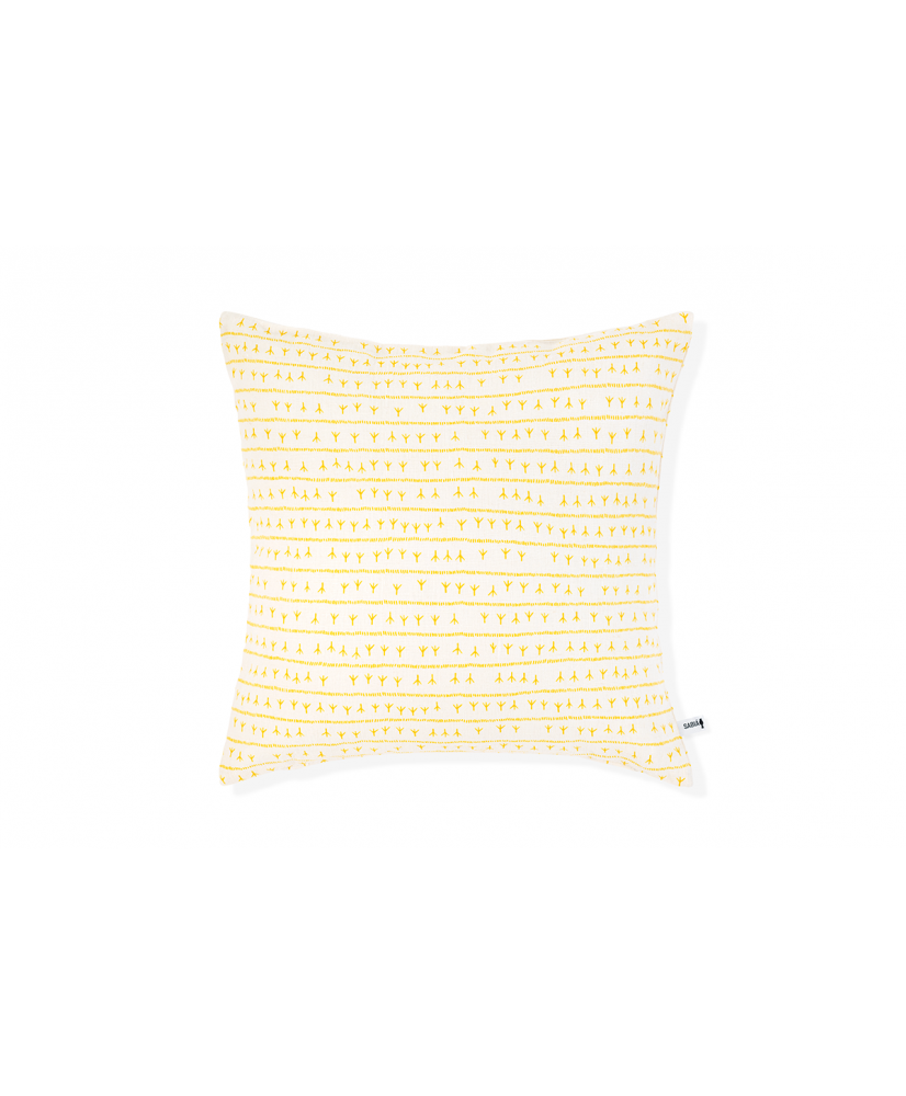 Housse de coussin lin 45×45 – Motif ARRASTA PÉ couleur JAUNE