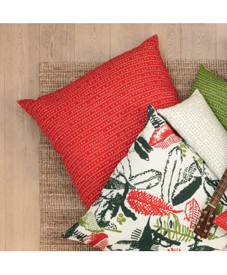 Housse de coussin lin 45×45 – Motif ARRASTA PÉ couleur rouge TERRA