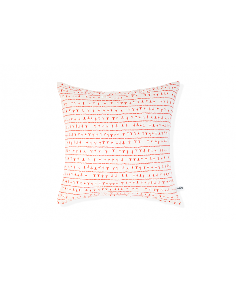 Housse de coussin lin 45×45 – Motif ARRASTA PÉ couleur ROUGE