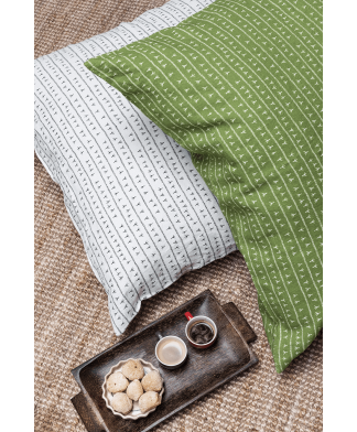 Housse de coussin lin 45×45 – Motif ARRASTA PÉ couleur VERT