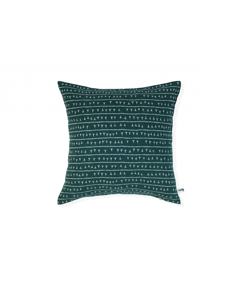 Housse de coussin lin 80×80 – Motif ARRASTA PÉ couleur vert AMAZÔNIA