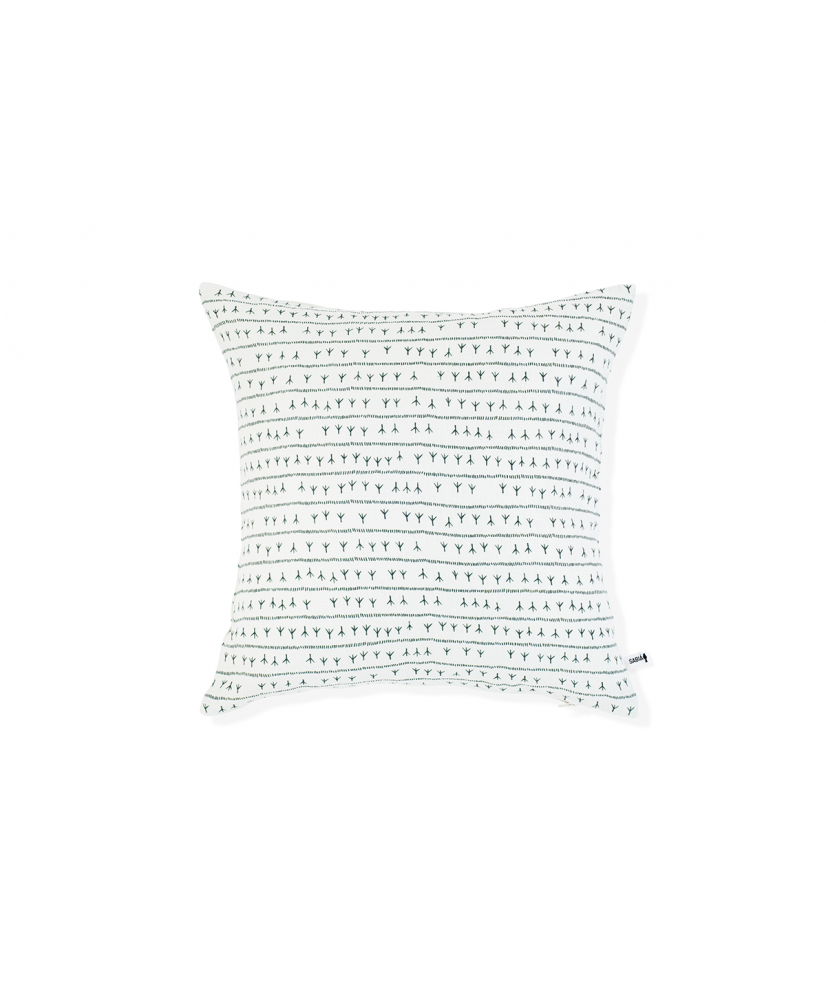 Housse de coussin lin 45×45 – Motif ARRASTA PÉ couleur vert FOLHA