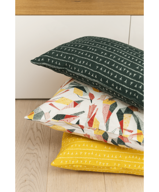 Housse de coussin lin 30×50 – Motif ARRASTA PÉ couleur jaune ABACAXI