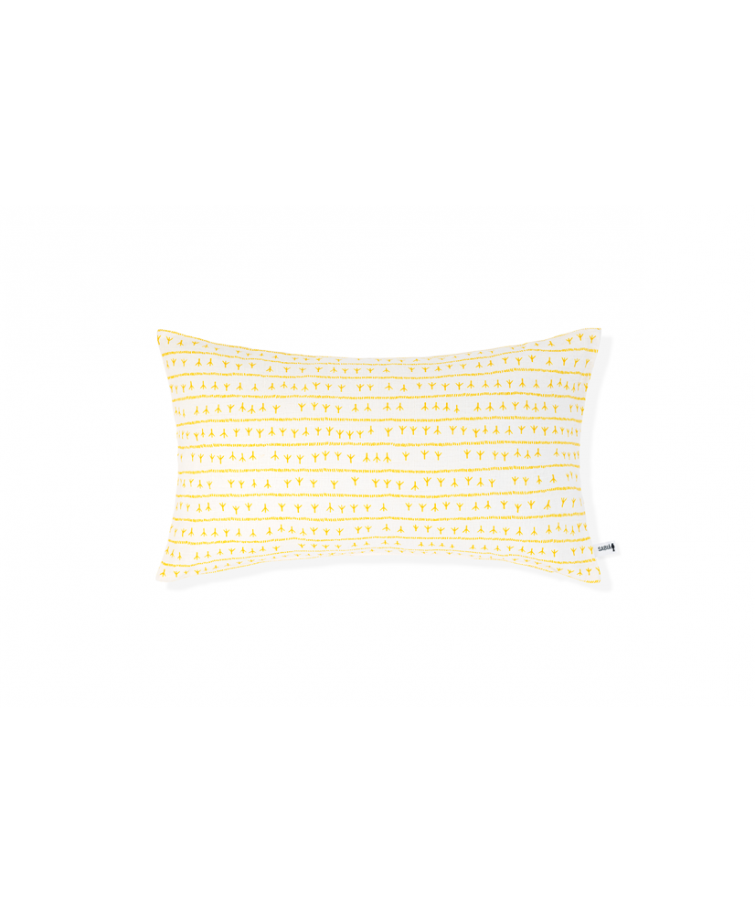 Housse de coussin lin 30×50 – Motif ARRASTA PÉ couleur JAUNE