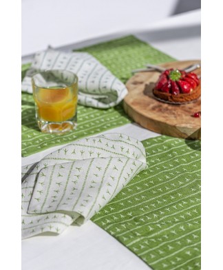 Serviette de table lin (par 2) 45×45 – Motif ARRASTA PÉ couleur VERT