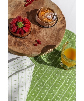 Serviette de table lin (par 2) 45×45 – Motif ARRASTA PÉ couleur VERT