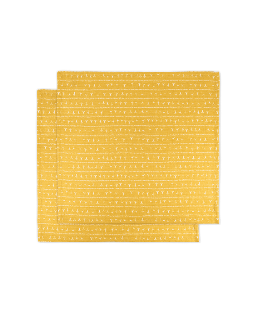 Serviette de table lin (par 2) 45×45 – Motif ARRASTA PÉ couleur jaune ABACAXI