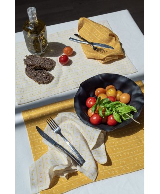 Serviette de table lin (par 2) 45×45 – Motif ARRASTA PÉ couleur JAUNE