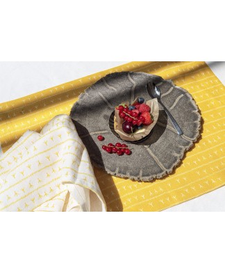 Serviette de table lin (par 2) 45×45 – Motif ARRASTA PÉ couleur JAUNE