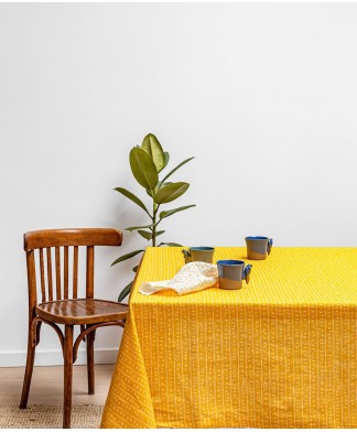 Nappe de table lin – Motif ARRASTA PÉ couleur jaune ABACAXI