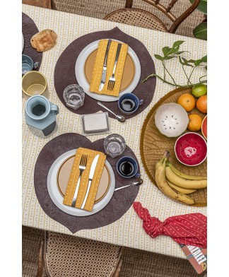 Nappe de table lin – Motif ARRASTA PÉ couleur JAUNE